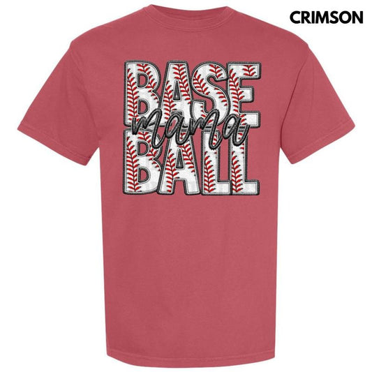 Baseball Mama Faux Embroidery Comfort Colors T-Shirt 'NLB'