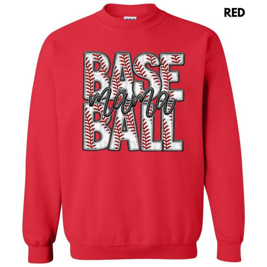 Baseball Mama Faux Embroidery Sweatshirt 'NLB'