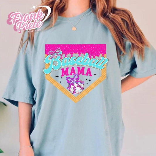 Baseball Mama Ice Cream Drip Shirt, Mama Basebaall, Basebaall Shirt, Game Day, Baseball Mom Dripping. Mom Shirt, Gift Mama
