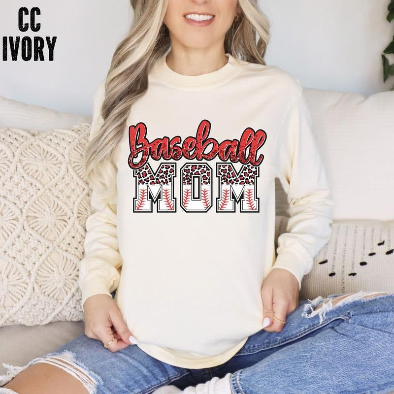 Baseball Mama Long Sleeve Shirt, Game Day Sweater, Leopard Baseball Mama Sweater Gift, Unisex Sweatshirt, Gifts For Mommy...