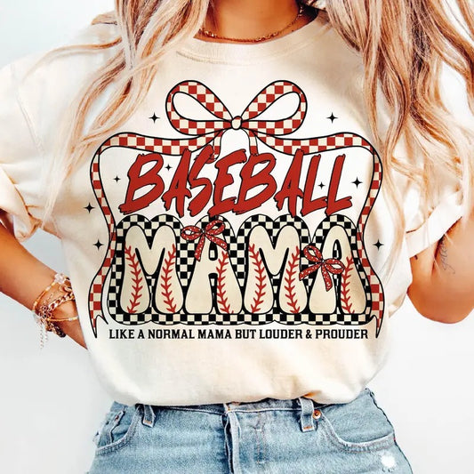 Baseball Mama T-Shirt, Coquette Bow T-Shirt, Cheer Baseball Mom T-Shirt, Baseball T-Shirt, Game Day Sports T-Shirt Retro Baseball