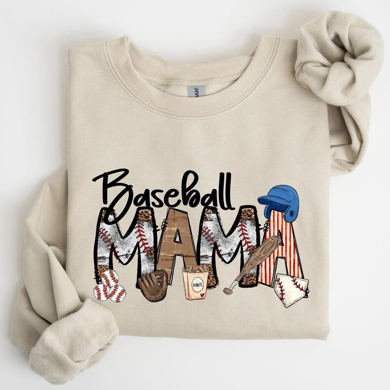 Baseball Mama, Sports, Mother's Day Sweatshirt, Women's Crew Neck, Crewneck T-Shirts, Hoodie | DripVista.com