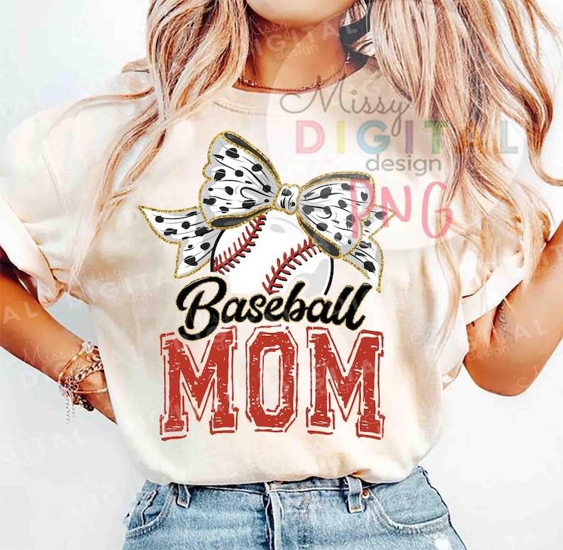 Baseball Mom Bow T-shirt, Retro Baseball Tshirt, Baseball mama Shirt Hoodie, Sweatshirt | DripVista.com