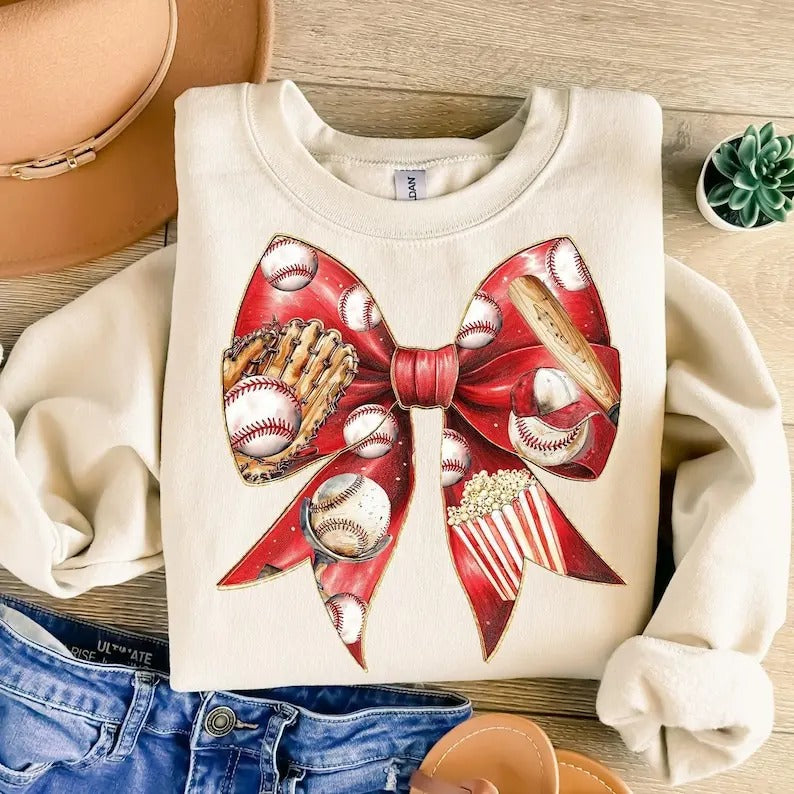 Baseball Mom Coquette Bow , Game Day Baseball , Baseball Mama , Retro Baseball Sweatshirt T-Shirts, Hoodie | DripVista.com