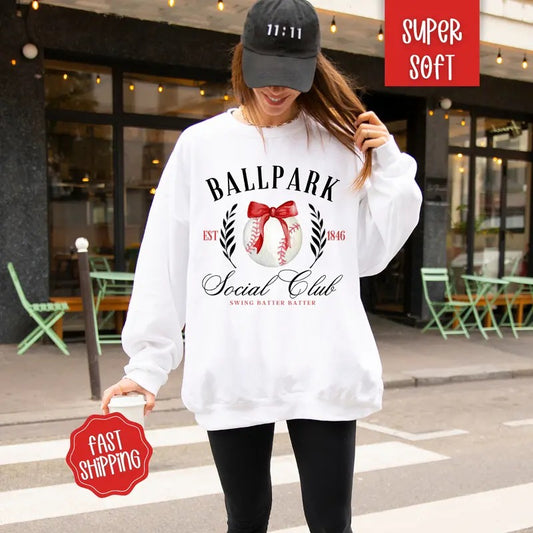 Baseball Mom Sweatshirt, Women's Baseball Shirt, Baseball Social Club, Girls Baseball Sweater, Leggings Outfit, Baseball Crewneck