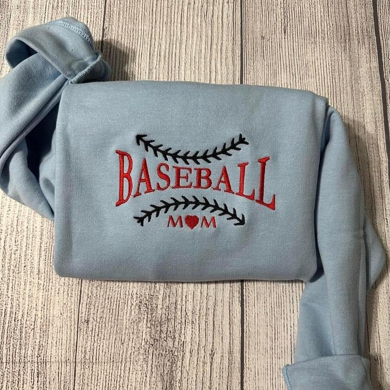 Baseball Mom embroidered sweatshirt;Baseball embroidered crewneck, baseball lover's sweatshirt; Mother's Day gift; gift for her shirt