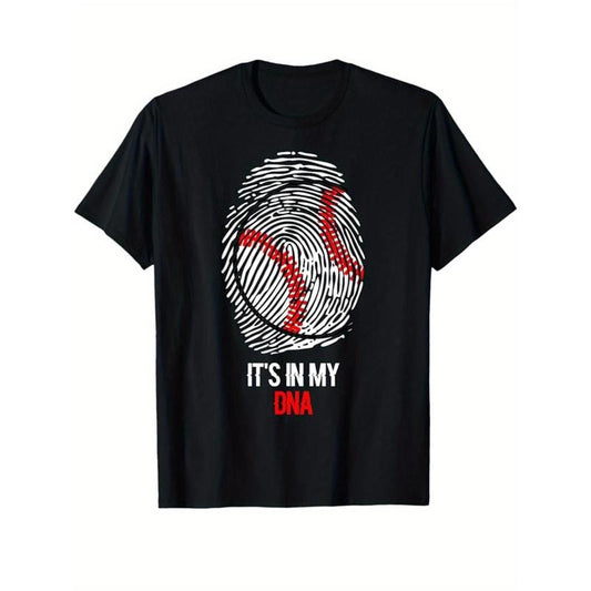 Baseball Printed, Men's Cotton Graphic T-shirt, Casual Short Sleeve Crew Neck Gamer T-shirt, Men's Tee For Outdoor made in usastyle{n002}11