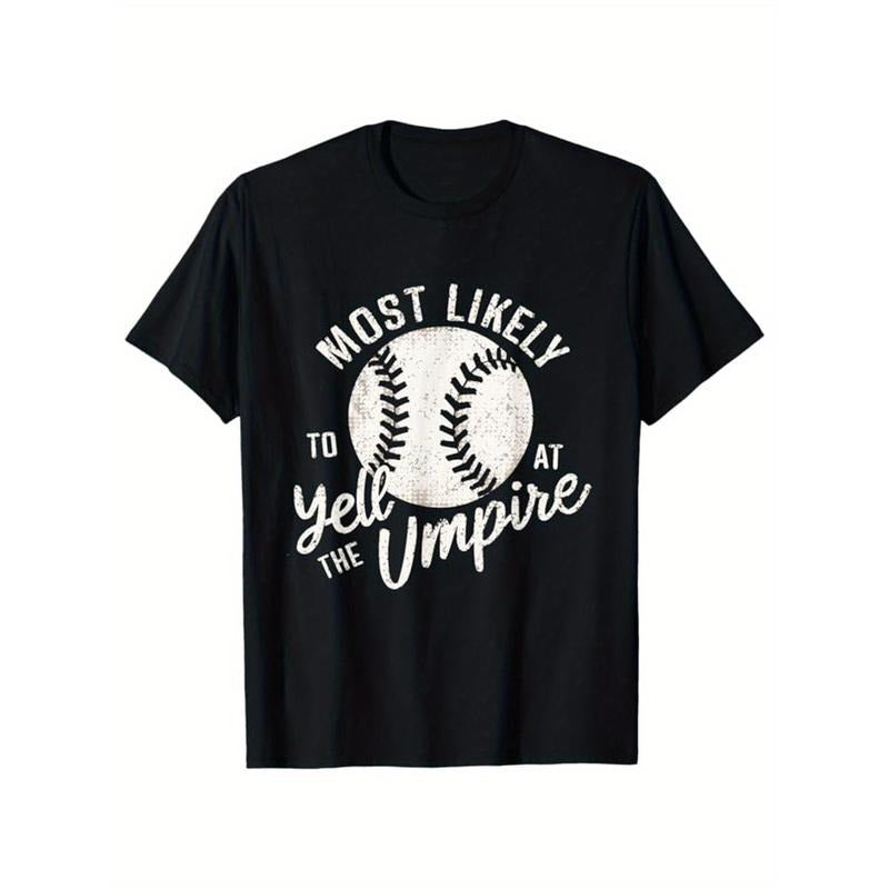 Baseball Printed, Men's Cotton Graphic T-shirt, Casual Short Sleeve Crew Neck Gamer T-shirt, Men's Tee For Outdoor made in usastyle{n002}7