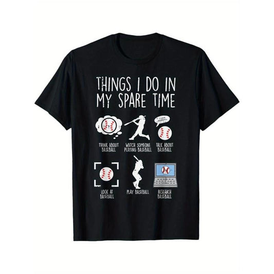 Baseball Printed, Men's Cotton Graphic T-shirt, Casual Short Sleeve Crew Neck Gamer T-shirt, Men's Tee For Outdoor made in usastyle{n002}9