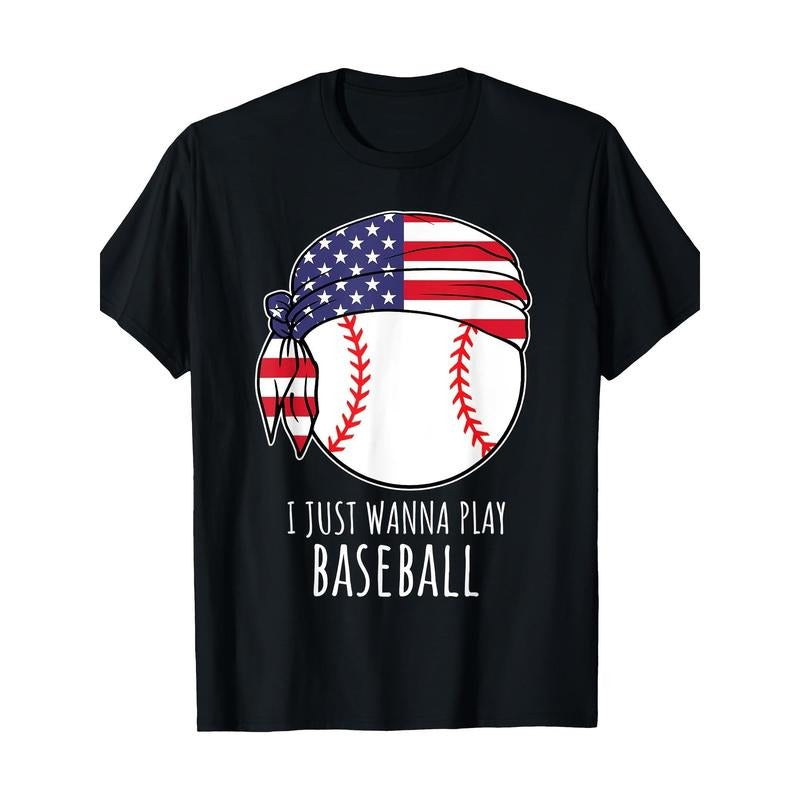 Baseball Shirts For Men I Just Wanna Play Baseball T-Shirt-100%cotton-220g made in usa Hoodie, Sweatshirt | DripVista.com