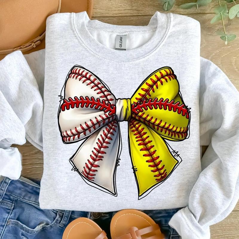 Baseball Softball Bow DTF Transfers - THIS IS NOT A SHIRT