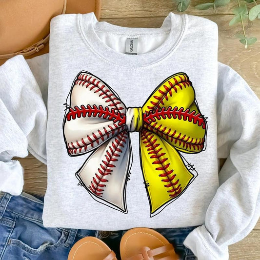 Baseball Softball Bow DTF Transfers - THIS IS NOT A SHIRT