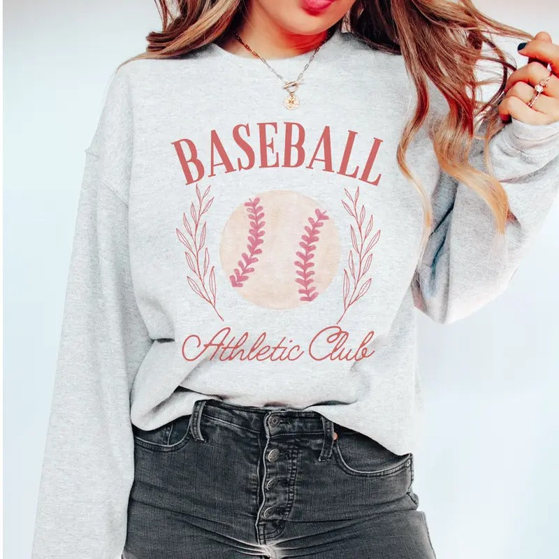 Baseball Sweatshirt Baseball Athletic Club Pullover Sports Club Sweatshirt Baseball Sport Pullover Athletic Baseball Hoodie Womens Baseball Mom Sweatshirt Casual Clothing