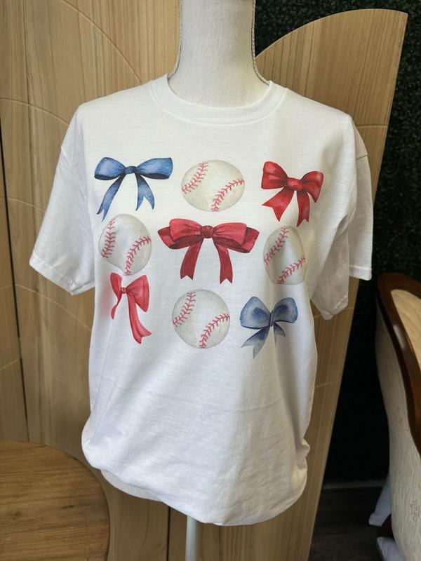Baseballs and Bows Tee - Sports Mom