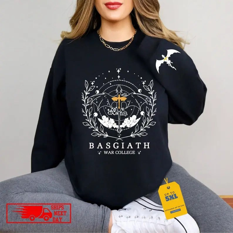 Basgiath War College 2-Sided Sweatshirt or Shirt, Fourth Wing Shirt, Dragon Rider Sweatshirt, Rebecca Yoros, Fourth Wing, Bookish War Shirt