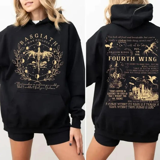 Basgiath War College 2 Sided Sweatshirt, Fourth Wing Shirt, The Empyrean Series, Violet Sorrengail Fantasy Book Hoodie, Fourth Wing, Unisex Sweater Pullover Tee