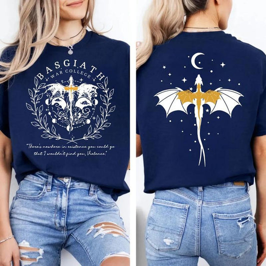 Basgiath War College 2 Sided Sweatshirt, Fourth Wing Sweatshirt, Dragon Sweatshirt, Fantasy Reader Shirt, Bookish Dragon Rider, Unisex Pullover Tee