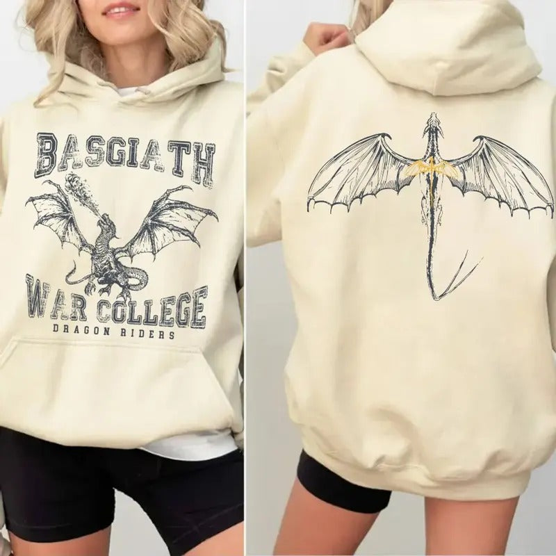 Basgiath War College Double Side Sweatshirt, Spicy Booktok Hoodie, Dragon Rider Shirt, Fourth Wing Sweater, Unisex Sweater Pullover Tee