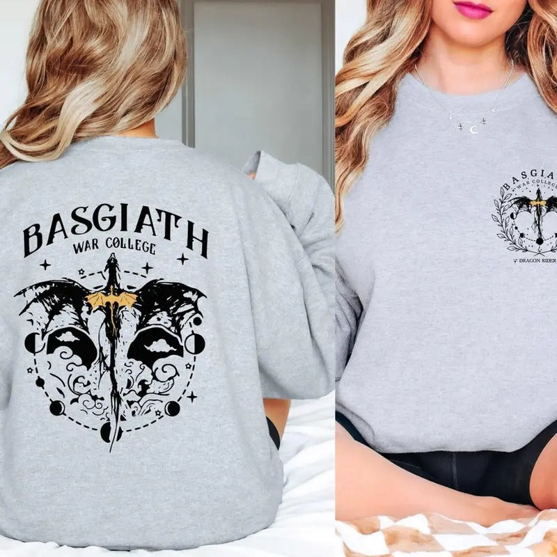 Basgiath War College Double-Sided Sweatshirt, Fourth Wing Riders & Dragon Rider Design, Violet Sorrengail Bookish...