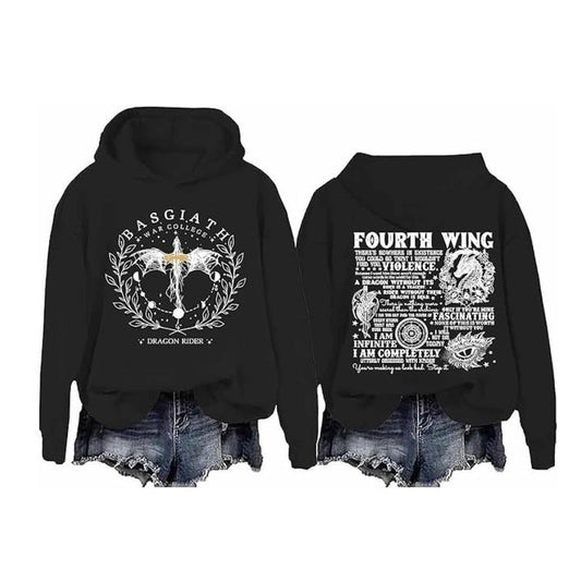 Basgiath War College Dragon Rider Fourth Wing Hoodie Casual Street Style Fleece Fabric Pullover Sweatshirt for Women for Men