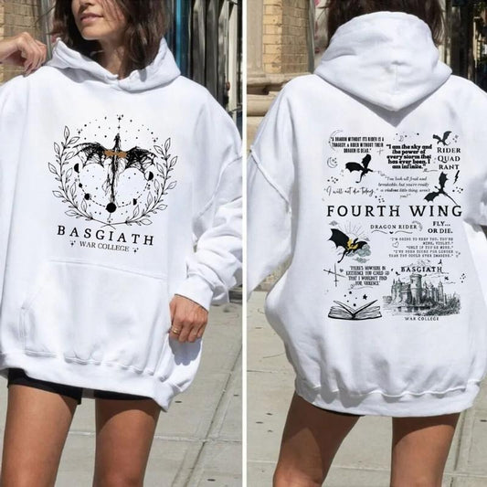 Basgiath War College Shirt, Dragon Rider Hoodie,2 Sides Fourth Wing Sweatshirt, Unisex Sweater Pullover Tee