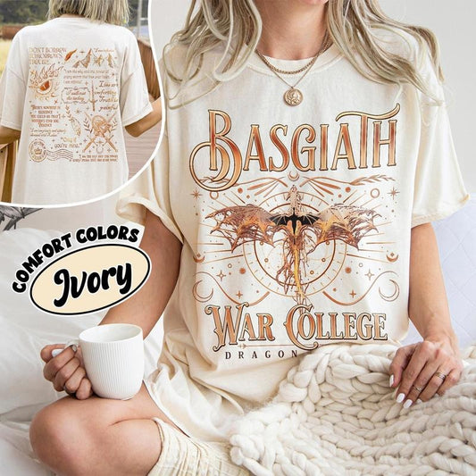 Basgiath War College Shirt, Fourth Wing 2 Sided Shirt, Xaden Riorson Fan, Dragon Rider Merch, Rebecca Yarros