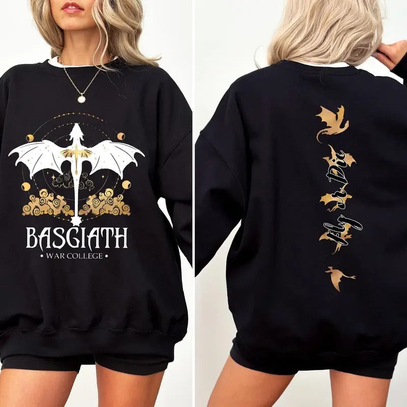 Basgiath War College Sweatshirt, Dragon Rider 2 Sides Shirt, Fourth Wing Hoodie, Violet Sorrengail, Xaden Riorson Tee, Unisex Sweater Pullover Tee