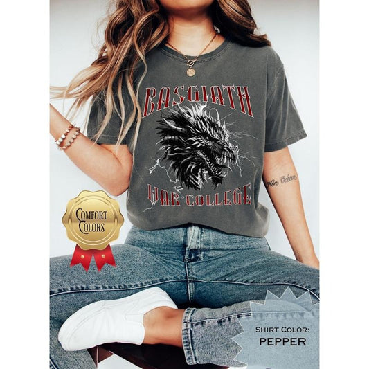 Basgiath War College T-Shirt, Fourth Wing Tee, Iron flame Shirt, Tairn and Violet Sorrengail, bookish shirt, reading shirt