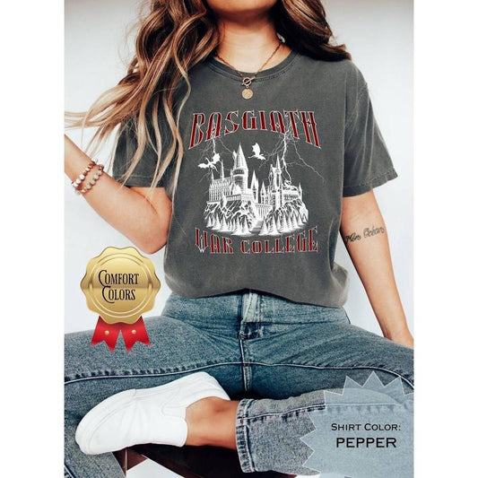 Basgiath War College T-Shirt, Fourth Wing Tee, Iron flame Shirt, Tairn and Violet Sorrengail, bookish shirt, reading shirtstyle{n002}2