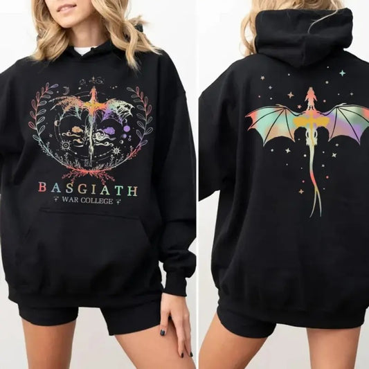 Basgiath War College Two Sided Shirt, Dragon Rider Sweatshirt, Fourth Wing Hoodie, Violet Sorrengail, Xaden Riorson, Fantasy Book Dragon, Unisex Sweater Pullover Tee