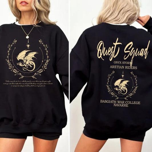 Basgiath War, Onyx Storm 2sidessweatshirt, Fourth Wing T Shirt, Quest Squad Shirts, Xaden Riorson Violet Tshirt,Bookish Bookworm Sweater Pullover Tee