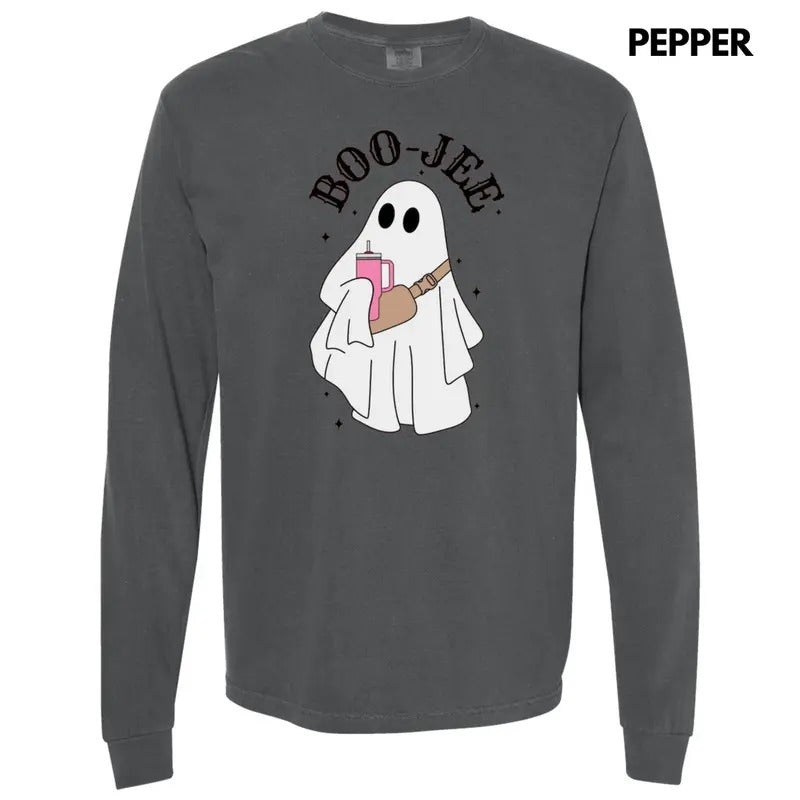 Basic BOO-JEE Ghost Long Sleeve Comfort Colors T-Shirt