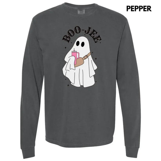 Basic BOO-JEE Ghost Long Sleeve Comfort Colors T-Shirt