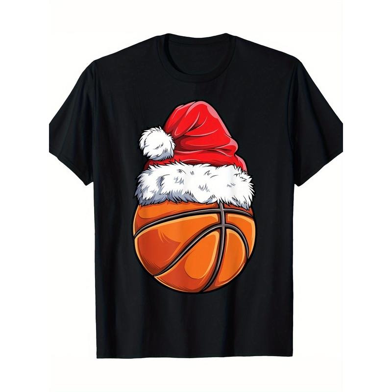 Basketball Christmas Ball Santa Hat Santa Boy Men's Sports T-shirt Made in USA Hoodie, Sweatshirt | DripVista.com
