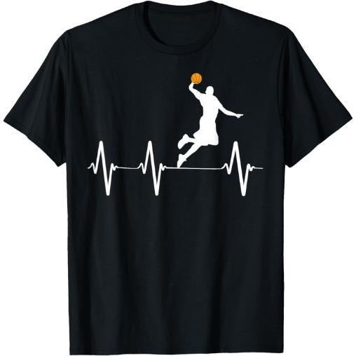Basketball Heartbeat Gift Shirts for Men and Boys T-Shirt Made in USA