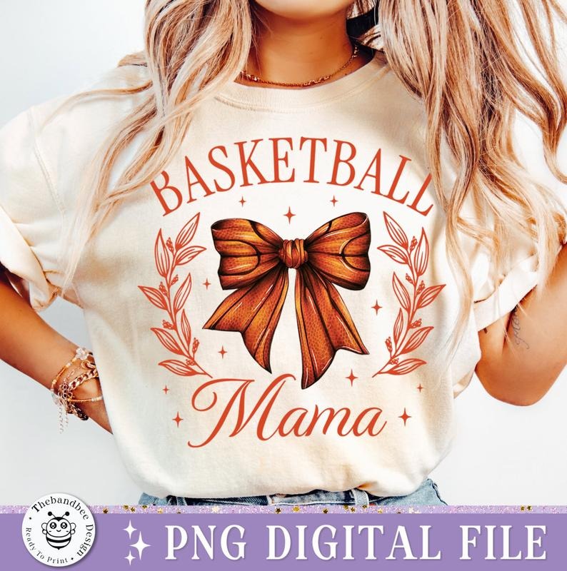 Basketball Mama T-Shirt, Coquette Basketball Bow T-Shirt, Basketball T-Shirt, Basketball Bow T-Shirt, Fall Coquette Bow Shirt, Basketball Mom Instant