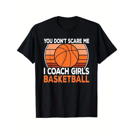 Basketball Printed, Men's Cotton T-shirt, Casual Short Sleeve Round Neck Tee, Soft Comfortable Basketball Players Top, Sports Lover T-Shirt made in usa