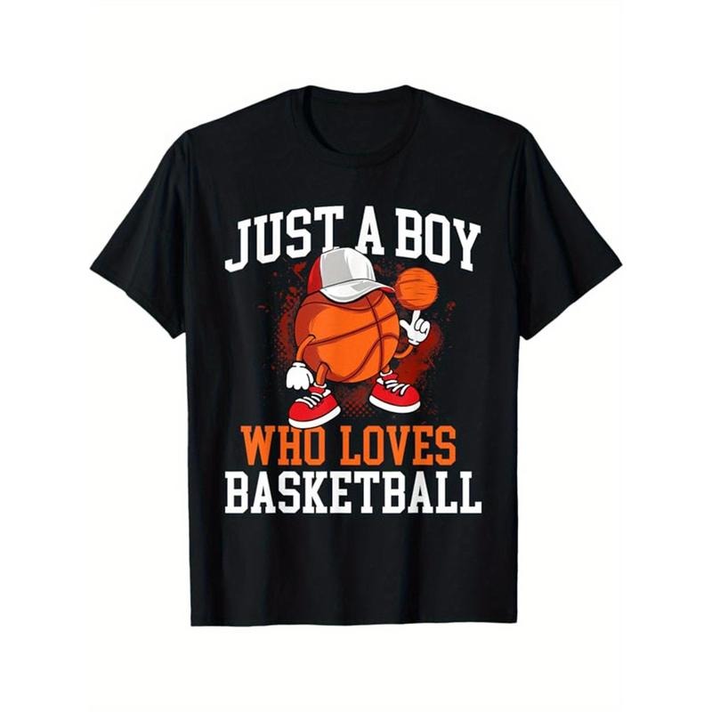 Basketball Printed, Men's Cotton T-shirt, Casual Short Sleeve Round Neck Tee, Soft Comfortable Basketball Players Top,...