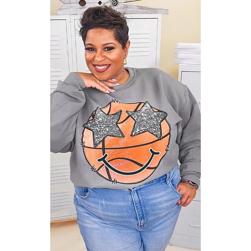 Basketball Star Smiley Graphic Sweatshirt T-Shirts, Hoodie | DripVista.com