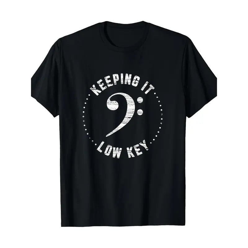 Bass clef Music T-shirt Keep it low-key Musician Humor T-shirt, Men's T-shirt Made in USA Hoodie, Sweatshirt | DripVista.com