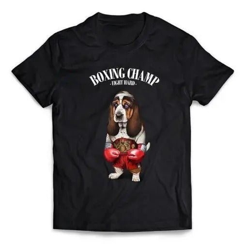Basset Hound Dog Boxing Champion Fighter - Short-Sleeve Unisex T-Shirt Made in USA Hoodie, Sweatshirt | DripVista.com