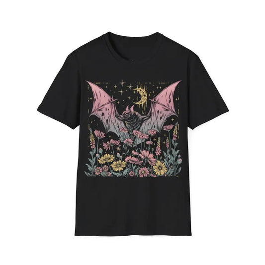 Bat Among Blossoms T-Shirt, Vampire tee, Dark Aesthetic, whimsigoth sweatshirt, Goth tee, witchy shirt, Demon tee Shorts Sleeve Casual Menswear Clothes Fashion
