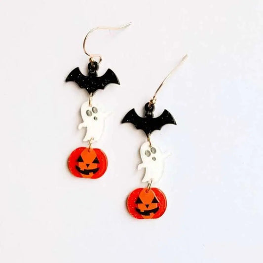 Bat Boo Pumpkin Earrings