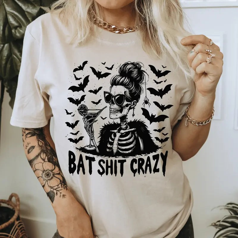 Bat Shit Crazy Halloween Shirt. Casual Everyday Softstyle Halloween Unisex T-Shirt.