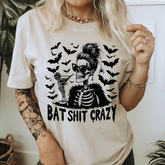Bat Shit Crazy Halloween Shirt. Casual Everyday Softstyle Halloween Unisex T-Shirt.