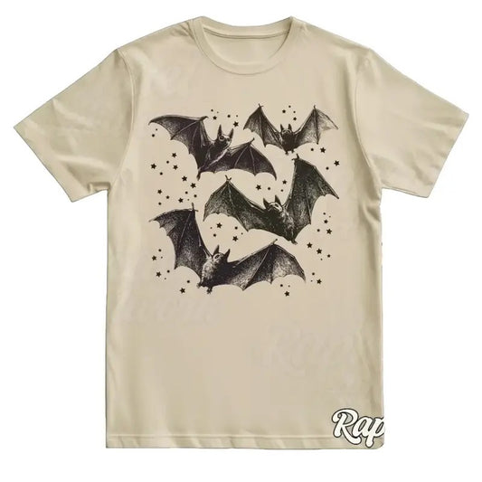 Bats Vintage T-Shirt, Retro Grunge Shirt, 90s Graphic Tee, Boho Gothic Outfit, Unisex 2000s Clothing Cotton