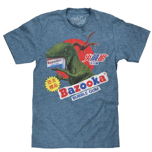 Bazooka Bubble Gum Dinosaur T-Shirt - Cabo Blue