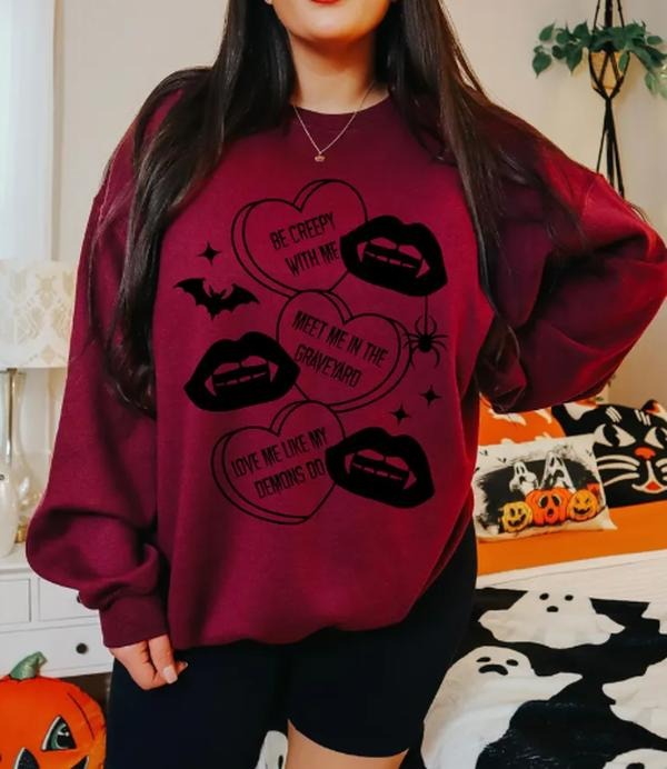 Be Creepy With Me Sweatshirt, Valentines sweatshirt, conversation heart shirt Hoodie | DripVista.com