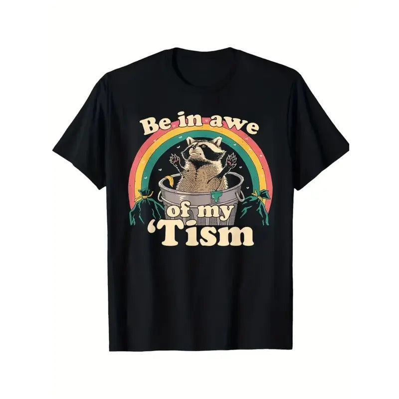 Be In Awe of My 'Tism" Humorous Print Men's T-Shirt - Ultra-Soft Cotton, Breathable & Moisture-Wicking, Perfect for...