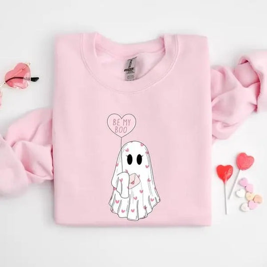 Be My Boo Sweatshirt, Ghost Sweater, Valentines Day Hoodie, XOXO Sweatshirt, Women Valentines Day Sweatshirt, Heart Sweatshirt